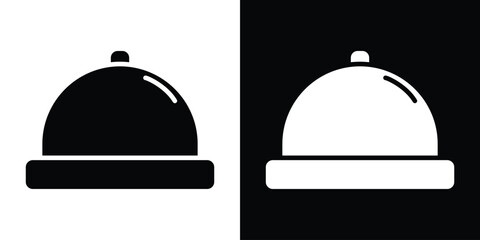 Bell concierge icon in flat version on black and white background