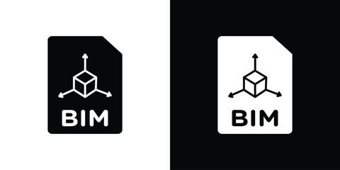 Bim icon in flat version on black and white background