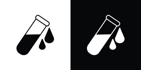 Blood test icon in flat version on black and white background