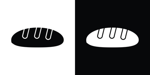 Bread loaf icon in flat version on black and white background