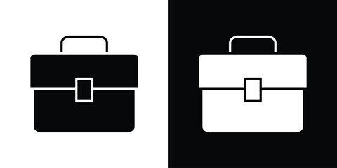 Briefcase icon in flat version on black and white background