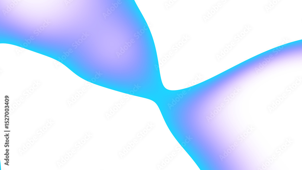 Poster Blurred transparent gradient background. Elegant blue wavy line on Transparent png overlay background
