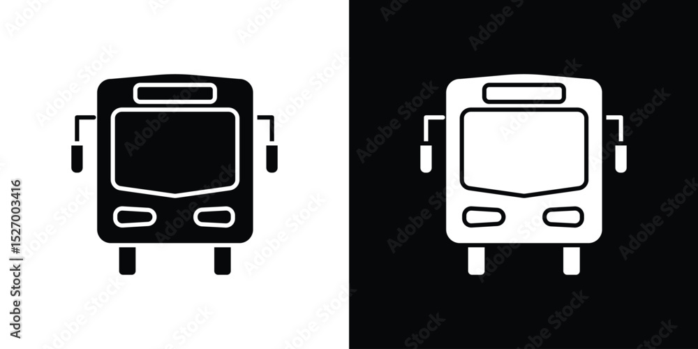 Fototapete bus icon in flat version on black and white background
