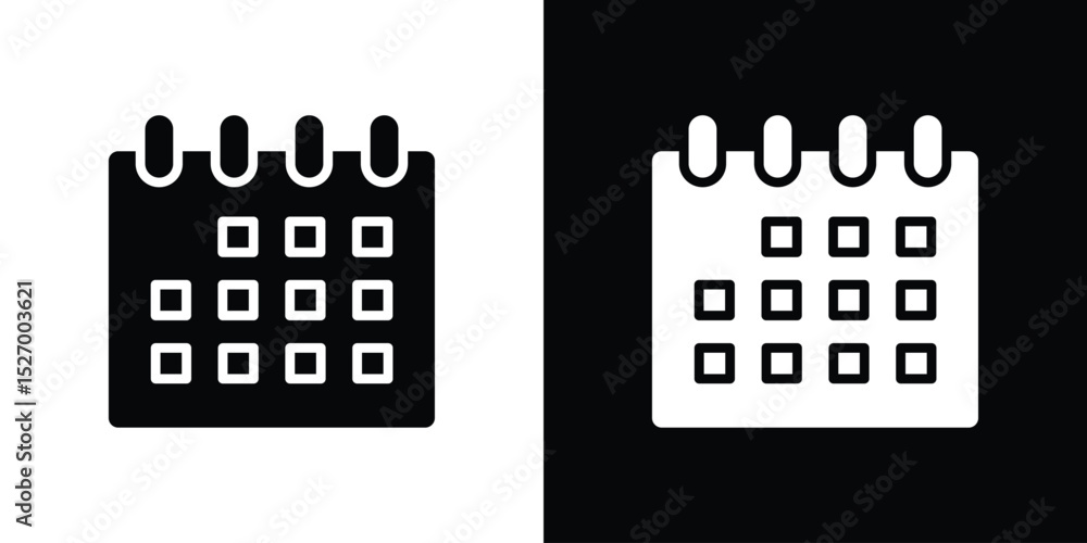 Aufkleber calendar week icon in flat version on black and white background