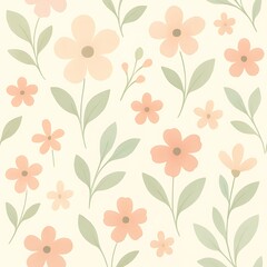 Seamless vintage floral pattern with decorative flowers and leaves