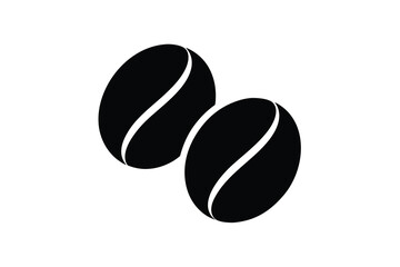 Two Black Coffee Beans on a White Background Simple Bean Icon