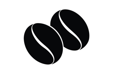 Two Dark Roasted Coffee Beans on a White Background, Isolated Element