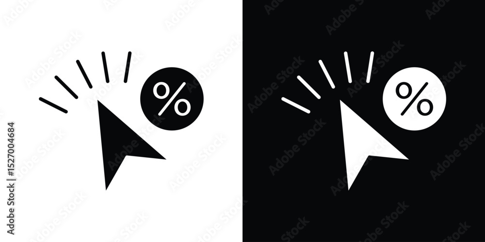 Poster click through rate icon in flat version on black and white background