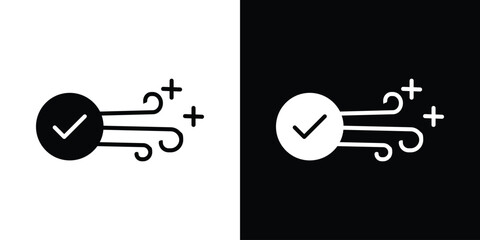 Clean Air icon in flat version on black and white background