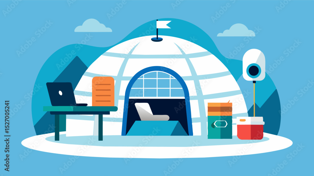 Poster the igloo is equipped with all the necessary technology and amenities for a modern remote work setup