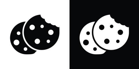 Cookie icon in flat version on black and white background