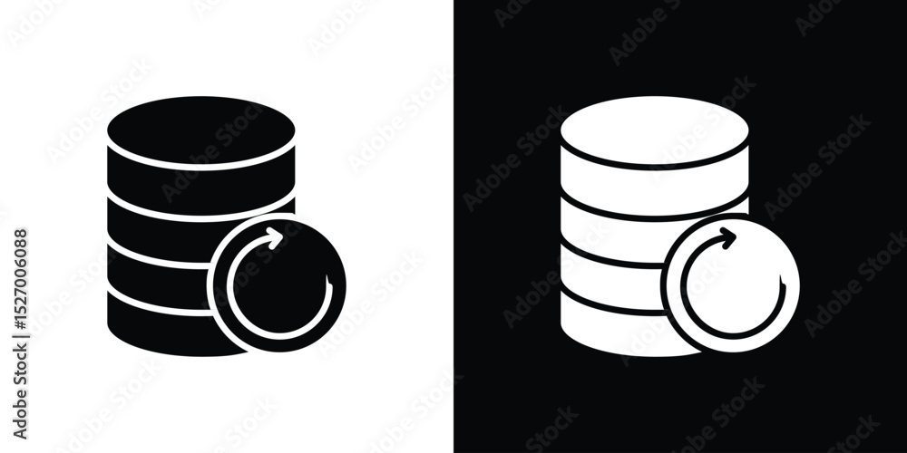 Fototapete data backup icon in flat version on black and white background