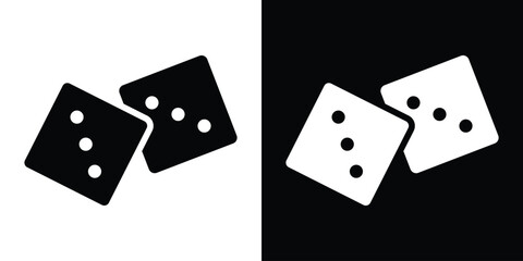 Dice three icon in flat version on black and white background