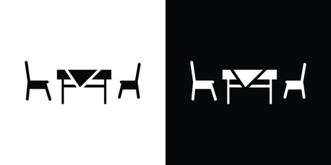 Dinner table icon in flat version on black and white background