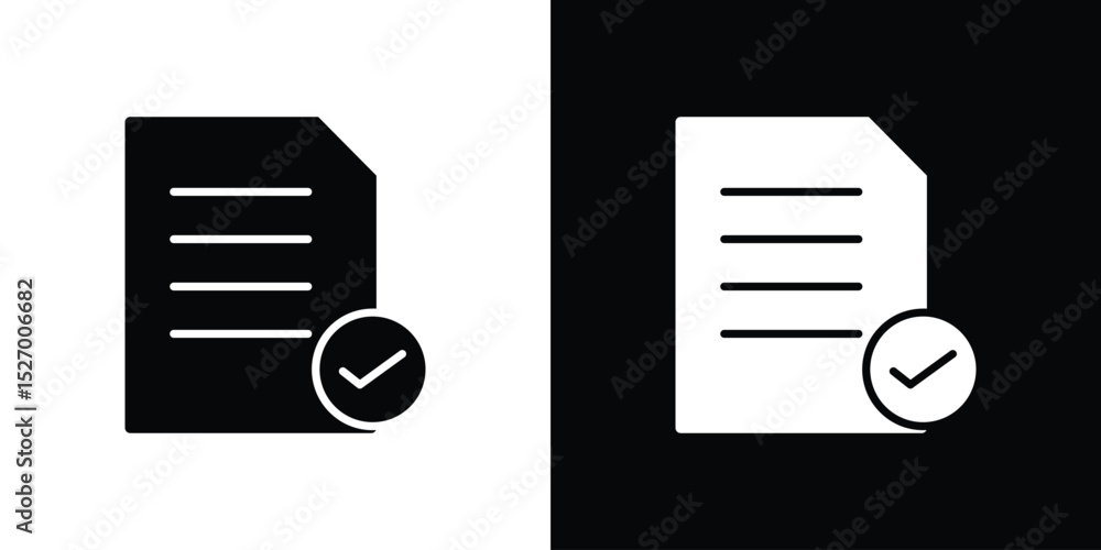 Poster document accept icon in flat version on black and white background