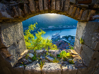Kotor bay view from the Fortress walls. Montenegro