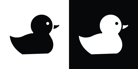 Duck icon in flat version on black and white background