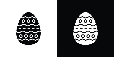 Easter egg icon in flat version on black and white background