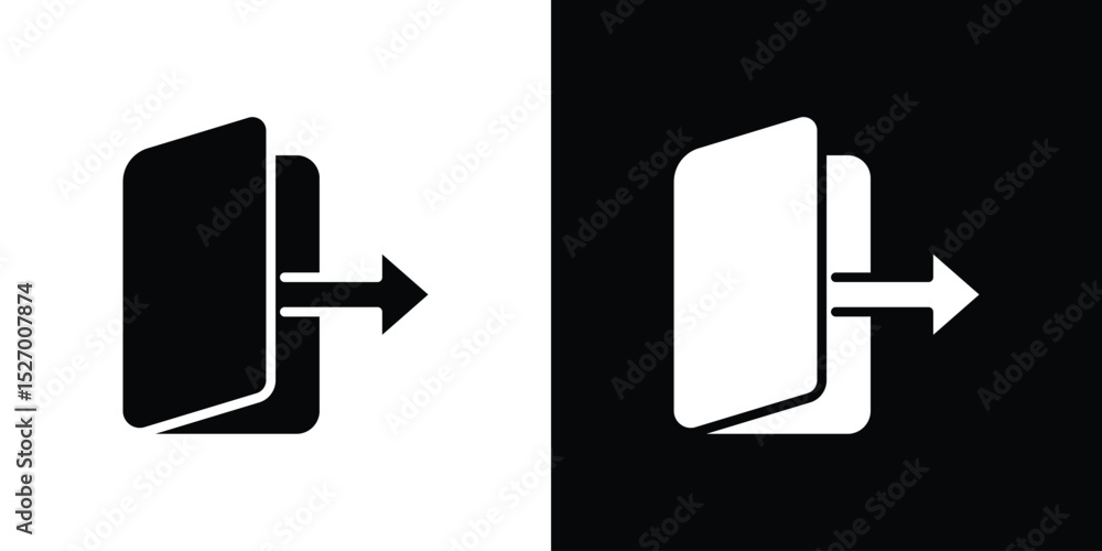 Fototapete Exit icon in flat version on black and white background