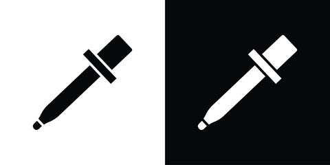 Eye dropper icon in flat version on black and white background