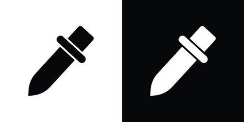 Eye dropper icon in flat version on black and white background