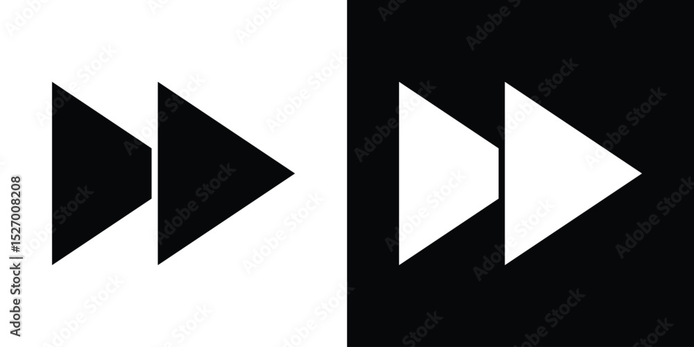 Fototapete fast forward icon in flat version on black and white background