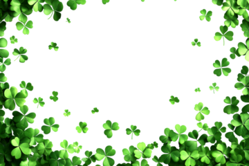 Celebrate nature's green clover leaves bordering a blank canvas bright and inviting cut out on transparent background