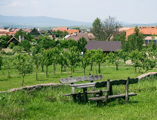 rural landscape with a vintage desk