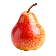 Vibrant red and yellow pear with speckled texture showcasing natural sweetness on the transparent background