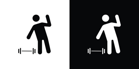 Fitness exercise icon in flat version on black and white background