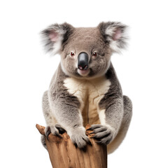 A koala is sitting on a tree branch