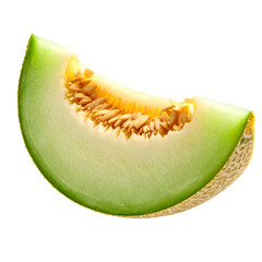 Sliced honeydew melon offering a refreshing taste and vibrant appearance on the transparent background