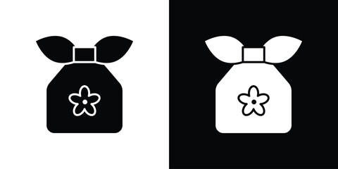 Furoshiki icon in flat version on black and white background
