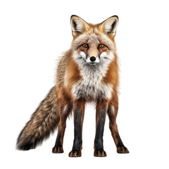 A fox is standing on a white background