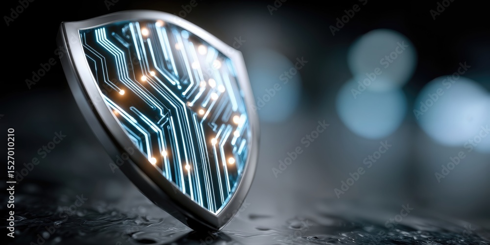 Aufkleber Cybersecurity Shield With Glowing Circuitry, Representing Data Protection and Digital Safety Strategy, Ideal for Technology and Innovation Concepts : Generative AI
