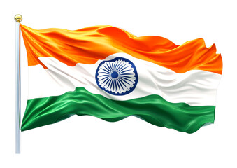 Waving indian flag symbolizing unity and pride india vibrant colors close-up view cut out on transparent background