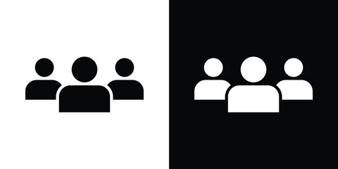 Group icon in flat version on black and white background