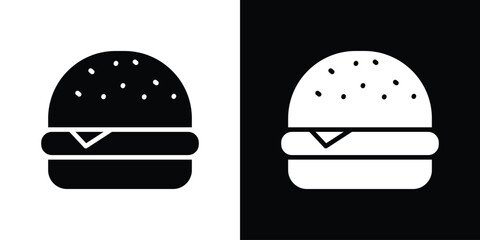 Hamburger icon in flat version on black and white background