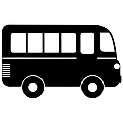 vector school bus silhouette icon on white background