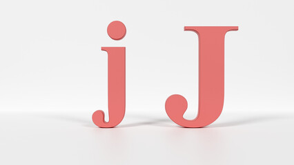 K 3D Capital and Lowercase Letters J j – High-Resolution Alphabet Flash Card and Typography Render