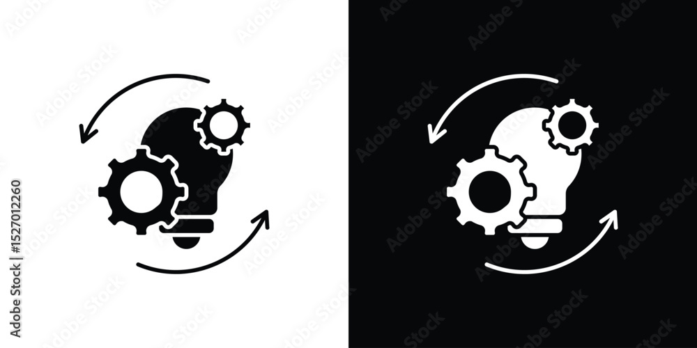 Aufkleber implementation icon in flat version on black and white background