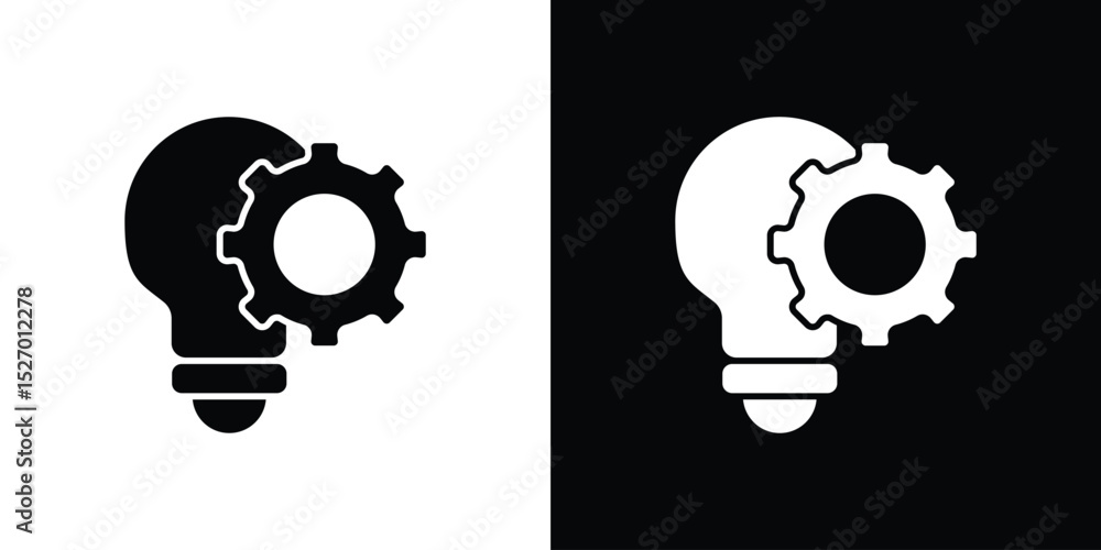 Poster implement icon in flat version on black and white background