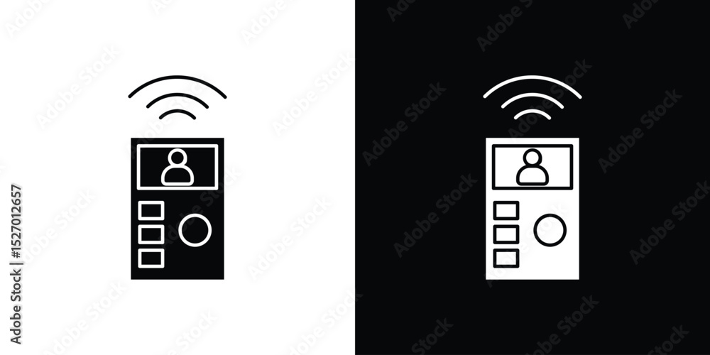Aufkleber intercom icon in flat version on black and white background