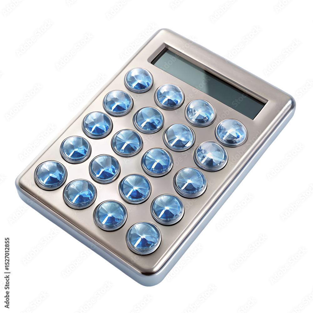 Aufkleber elegant silver calculator featuring sparkling gemstone buttons with a digital display isolated on bl