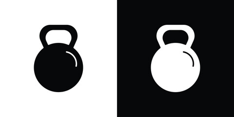 Kettlebell icon in flat version on black and white background