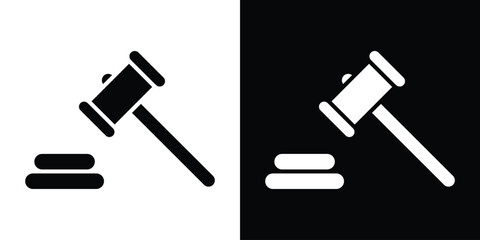 Law icon in flat version on black and white background