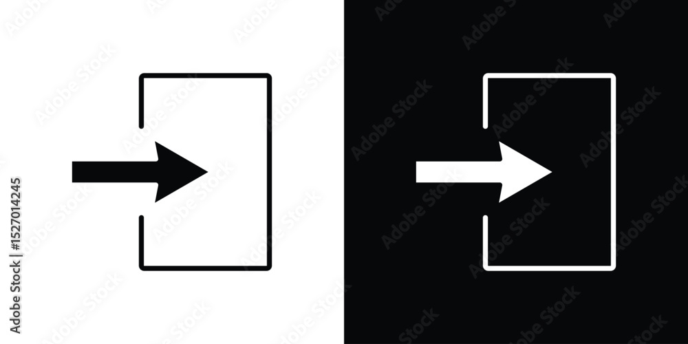 Poster log in icon in flat version on black and white background
