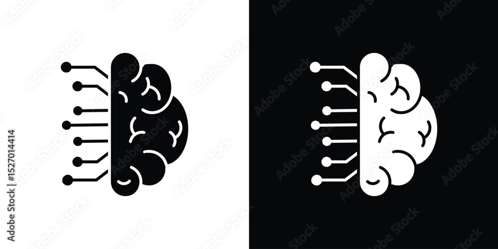 Aufkleber machine learning icon in flat version on black and white background