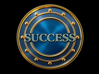 Glowing blue shield with bold golden "SUCCESS" text symbolizing victory, protection, achievement, and triumph in a futuristic and empowering design