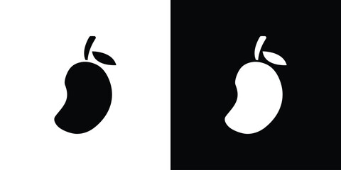 Mango icon in flat version on black and white background
